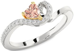 Diamond Amethyst Platinum & Yellow Gold Heart Pave Promise Ring