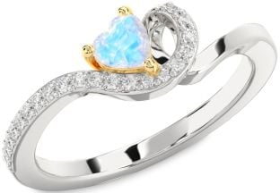 Diamond Amethyst Platinum & Yellow Gold Heart Pave Promise Ring