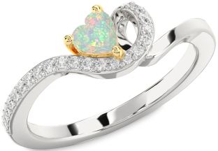 Diamond Amethyst Platinum & Yellow Gold Heart Pave Promise Ring