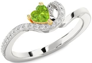 Diamond Amethyst Platinum & Yellow Gold Heart Pave Promise Ring