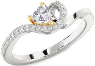 Diamond Amethyst Platinum & Yellow Gold Heart Pave Promise Ring
