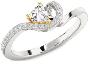 Diamond Amethyst Platinum & Yellow Gold Heart Pave Promise Ring