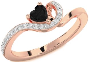 Diamond Amethyst Rose Gold Heart Pave Promise Ring