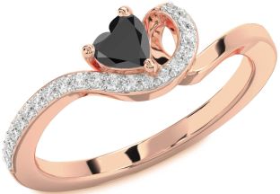 Diamond Amethyst Rose Gold Heart Pave Promise Ring