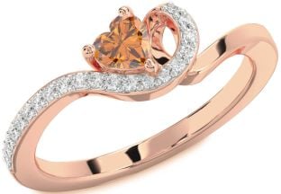 Diamond Amethyst Rose Gold Heart Pave Promise Ring