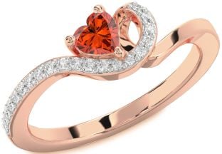 Diamond Amethyst Rose Gold Heart Pave Promise Ring