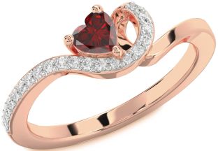Diamond Amethyst Rose Gold Heart Pave Promise Ring