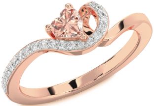 Diamond Amethyst Rose Gold Heart Pave Promise Ring
