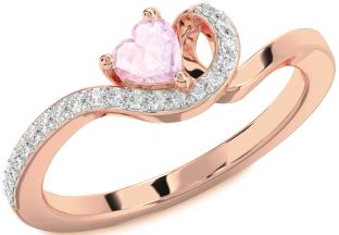Diamond Amethyst Rose Gold Heart Pave Promise Ring