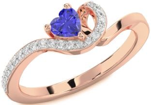 Diamond Amethyst Rose Gold Heart Pave Promise Ring