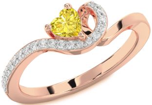 Diamond Amethyst Rose Gold Heart Pave Promise Ring