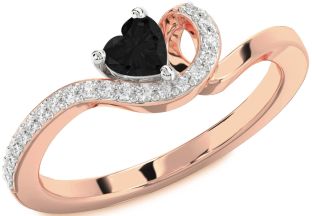 Diamond Amethyst Platinum & Rose Gold Heart Pave Promise Ring