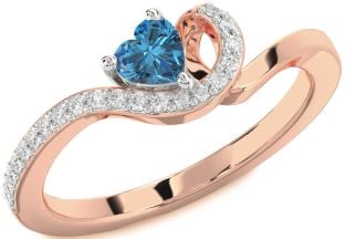 Diamond Amethyst Platinum & Rose Gold Heart Pave Promise Ring