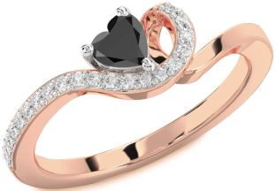 Diamond Amethyst Platinum & Rose Gold Heart Pave Promise Ring