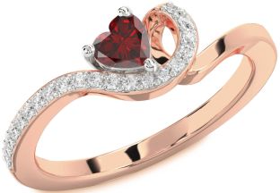 Diamond Amethyst Platinum & Rose Gold Heart Pave Promise Ring