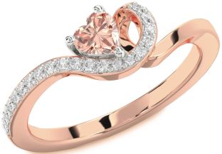 Diamond Amethyst Platinum & Rose Gold Heart Pave Promise Ring