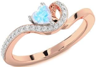 Diamond Amethyst Platinum & Rose Gold Heart Pave Promise Ring