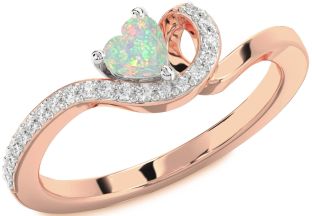 Diamond Amethyst Platinum & Rose Gold Heart Pave Promise Ring