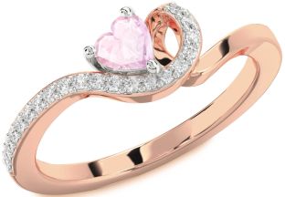 Diamond Amethyst Platinum & Rose Gold Heart Pave Promise Ring