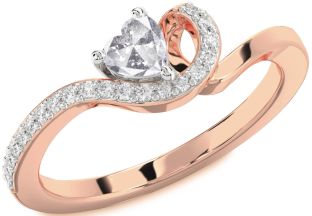 Diamond Amethyst Platinum & Rose Gold Heart Pave Promise Ring