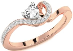 Diamond Amethyst Platinum & Rose Gold Heart Pave Promise Ring