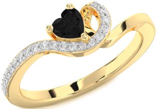 Diamond Amethyst Gold Heart Pave Promise Ring