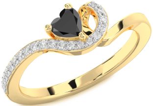 Diamond Amethyst Gold Heart Pave Promise Ring