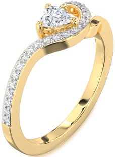Diamond Gold Heart Pave Promise Ring