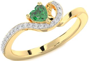 Diamond Emerald Gold Heart Promise Ring