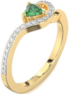 Diamond Emerald Gold Heart Pave Promise Ring