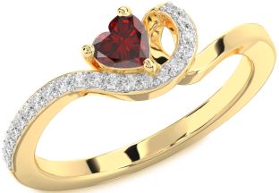 Diamond Amethyst Gold Heart Pave Promise Ring