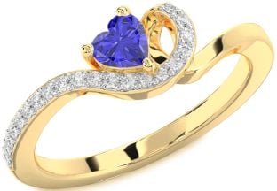 Diamond Amethyst Gold Heart Pave Promise Ring