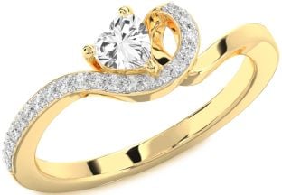 Diamond Amethyst Gold Heart Pave Promise Ring