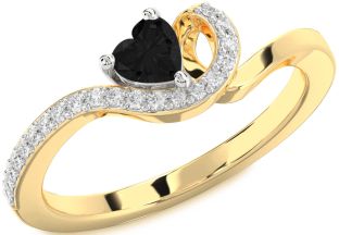 Diamond Amethyst Platinum & Yellow Gold Heart Pave Promise Ring