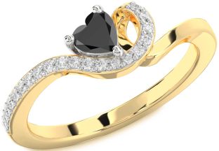 Diamond Amethyst Platinum & Yellow Gold Heart Pave Promise Ring