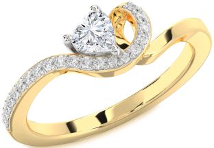 Diamond White Yellow Gold Heart Promise Ring