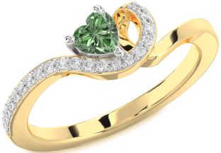 Diamond Amethyst Platinum & Yellow Gold Heart Pave Promise Ring