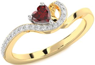Diamond Amethyst Platinum & Yellow Gold Heart Pave Promise Ring