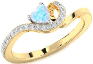 Diamond Amethyst Platinum & Yellow Gold Heart Pave Promise Ring