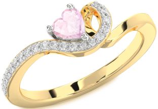 Diamond Amethyst Platinum & Yellow Gold Heart Pave Promise Ring