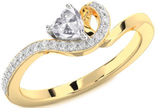 Diamond Amethyst Platinum & Yellow Gold Heart Pave Promise Ring