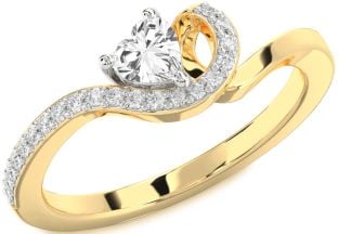 Diamond Amethyst Platinum & Yellow Gold Heart Pave Promise Ring