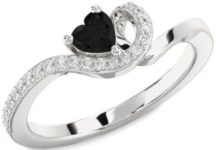 Diamond Amethyst Platinum Heart Pave Promise Ring
