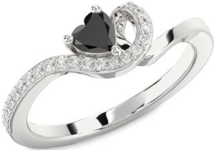 Diamond Amethyst Platinum Heart Pave Promise Ring