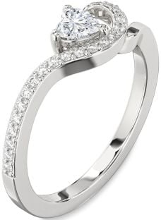 Diamond White Gold Heart Pave Promise Ring