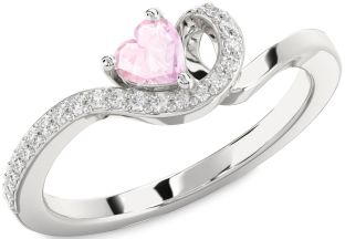 Diamond Amethyst Platinum Heart Pave Promise Ring