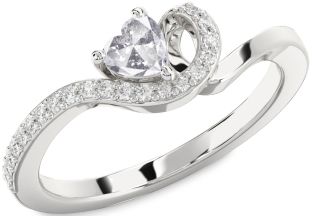 Diamond Amethyst Platinum Heart Pave Promise Ring