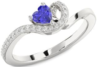 Diamond Amethyst Platinum Heart Pave Promise Ring