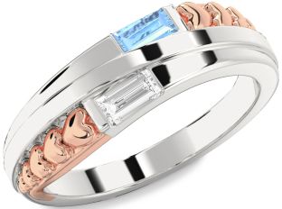 White Rose Gold Heart Two Stone Promise Ring