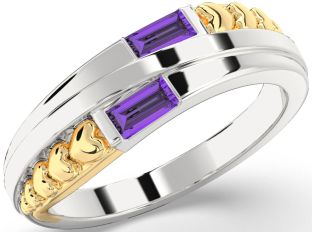 Emerald Platinum & Yellow Gold Heart Two Stone Birthstone Ring